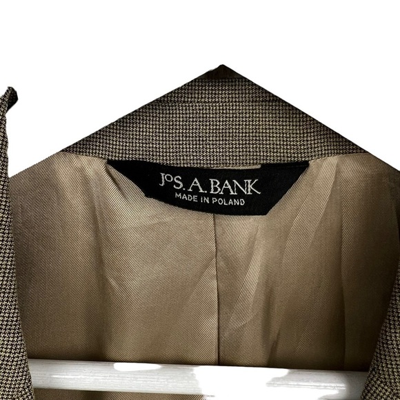 JOS A BANK Men’s Tan Houndstooths Suit Blazer Coat Size 42 Long 2 Button Jacket - Picture 3 of 11